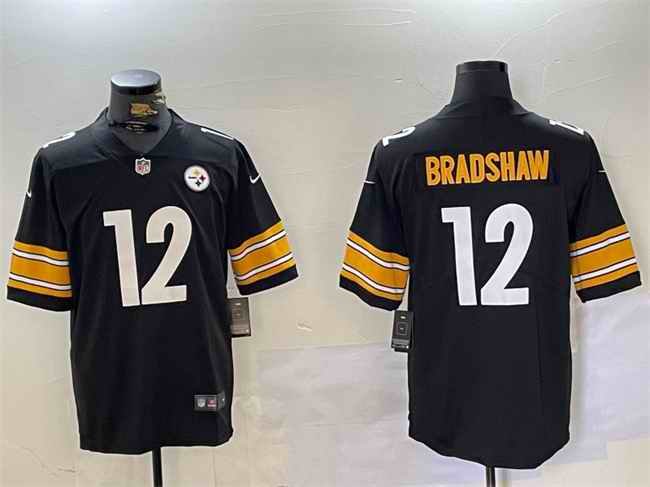 Men's Pittsburgh Steelers #12 Terry Bradshaw Black Vapor Untouchable Limited Stitched Football Jersey