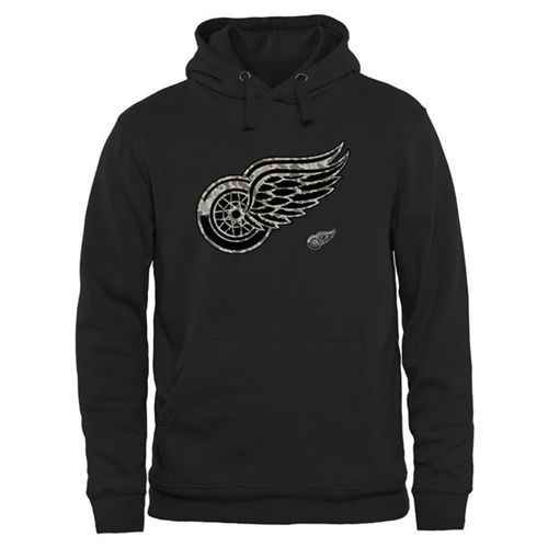 Men's Detroit Red Wings Black Rink Warrior Pullover Hoodie