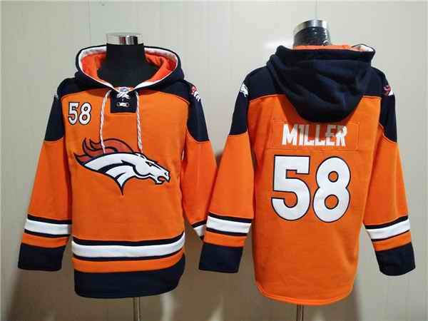 Men's Denver Broncos #58 Von Miller Orange Ageless Must-Have Lace-Up Pullover Hoodie