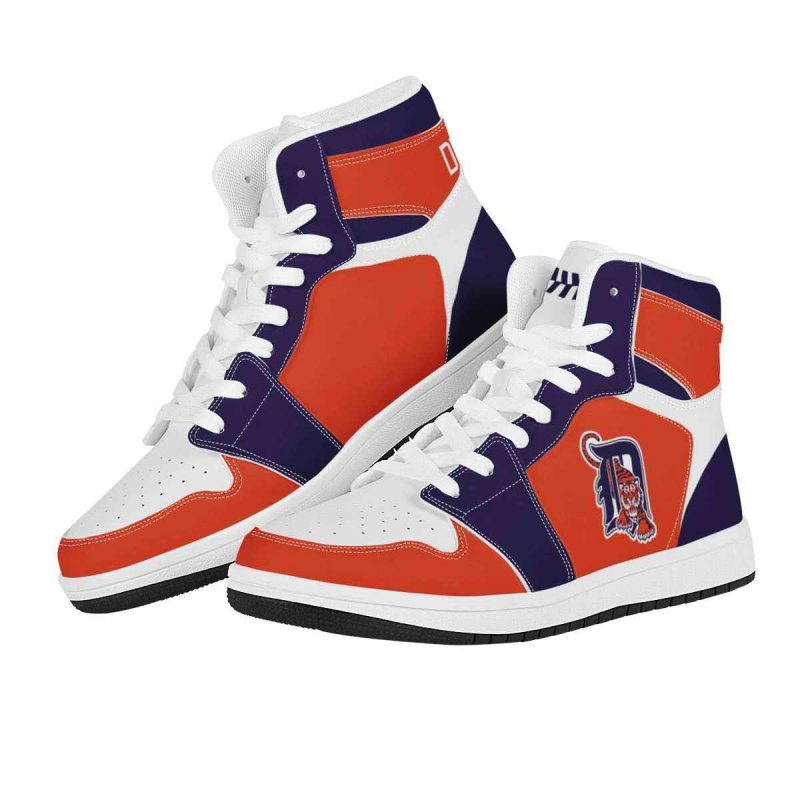 Women's Detroit Tigers High Top Leather AJ1 Sneakers 001