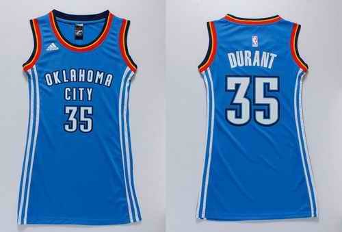 Thunder #35 Kevin Durant Blue Women's Dress Stitched NBA Jersey