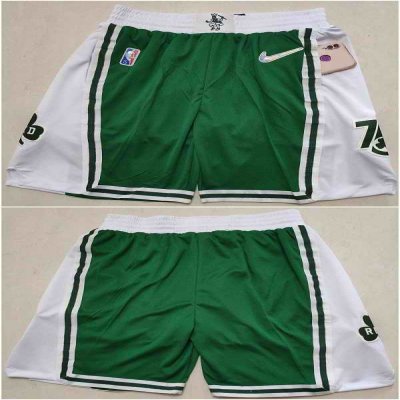 Men's Boston Celtics Green/White 75th Anniversary Shorts (Run Small)