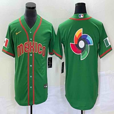 Men's Mexico Baseball 2023 Green World Baseball Classic Team Big Logo Stitched Jersey