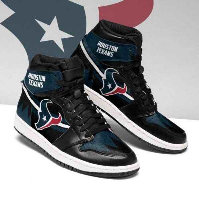 Women's Houston Texans High Top Leather AJ1 Sneakers 002