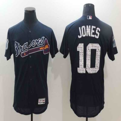 Men's Atlanta Braves #10 Chipper Jones Majestic Navy 2017 Spring Training Authentic Flex Base Player Stitched MLB Jersey