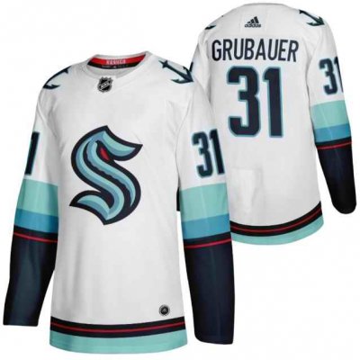 Men's Seattle Kraken #31 Philipp Grubauer White Stitched Jersey