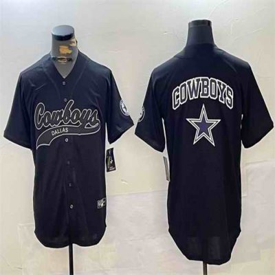 Men's Dallas Cowboys Team Big Logo Black With Patch Cool Base Stitched Baseball Jersey