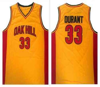 Warriors #33 Kevin Durant Gold Oak Hill Academy High School Stitched NBA Jersey