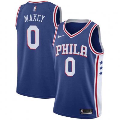 Men's Philadelphia 76ers #0 Tyrese Maxey Royal Icon Edition Stitched Swingman Jersey