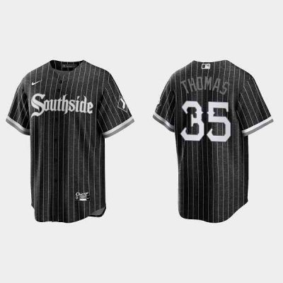 Men's Chicago White Sox #35 Frank Thomas  Black 2021 City Connect Cool Base Stitched Jersey