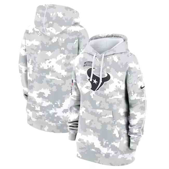 Women's Houston Texans 2024 Arctic Camo Salute To Service Club Fleece Pullover Hoodie(Run Small)