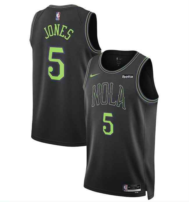 Men's New Orleans Pelicans #5 Herbert Jones Black City Edition Stitched Basketball Jersey