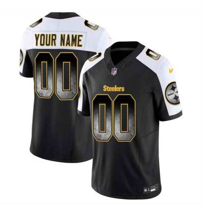 Men's Pittsburgh Steelers Active Player Custom Black/White 2023 F.U.S.E. Smoke Vapor Untouchable Limited Stitched Jersey