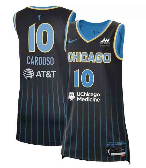 Men's Chicago Sky #10 Kamilla Cardoso Black Stitched Jersey