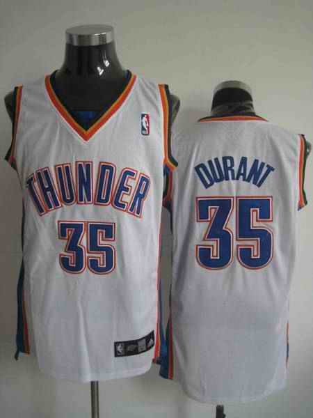 Thunder #35 Kevin Durant Stitched White NBA Jersey