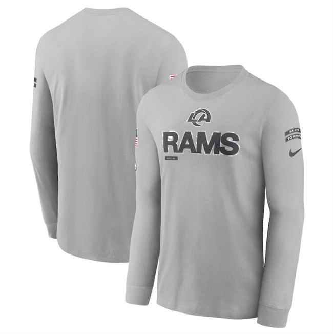 Men's Los Angeles Rams 2024 Gray Salute To Service Long Sleeve T-Shirt