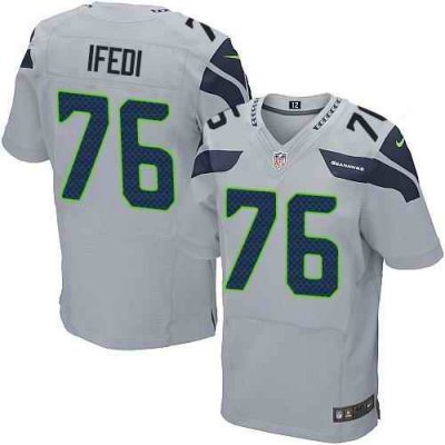 Nike Seahawks #76 Germain Ifedi Grey Alternate Men's Stitched NFL Elite Jersey