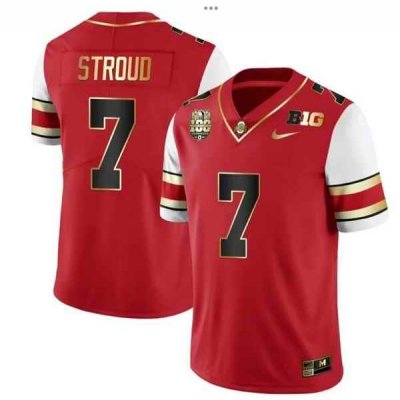 Men's Ohio State Buckeyes #7 CJ Stroud Red Stitched Football Jersey