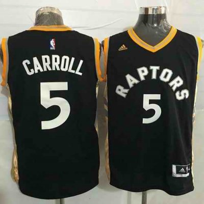 Raptors #5 DeMarre Carroll Black/Gold Stitched NBA Jersey