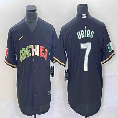 Men's Mexico Baseball #7 Julio Ur'as 2023 Black World Baseball With Patch Classic Stitched Jersey