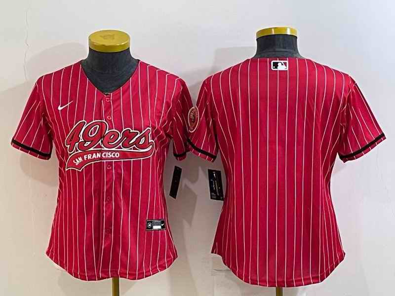 Youth San Francisco 49ers Blank Red With Patch Cool Base Stitched Baseball Jersey