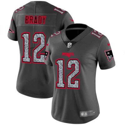 Women's New England Patriots #12 Tom Brady 2019 Gray Fashion Static Limited Stitched NFL Jersey(Run Small)