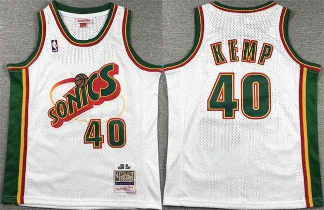 Youth Oklahoma City Thunder #40 Shawn Kemp White Stitched Basketball  Jersey