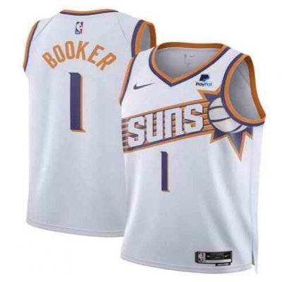 Women's Phoenix Suns #1 Devin Booker White 2023 Association Edition Stitched Basketball Jersey(Run Small)