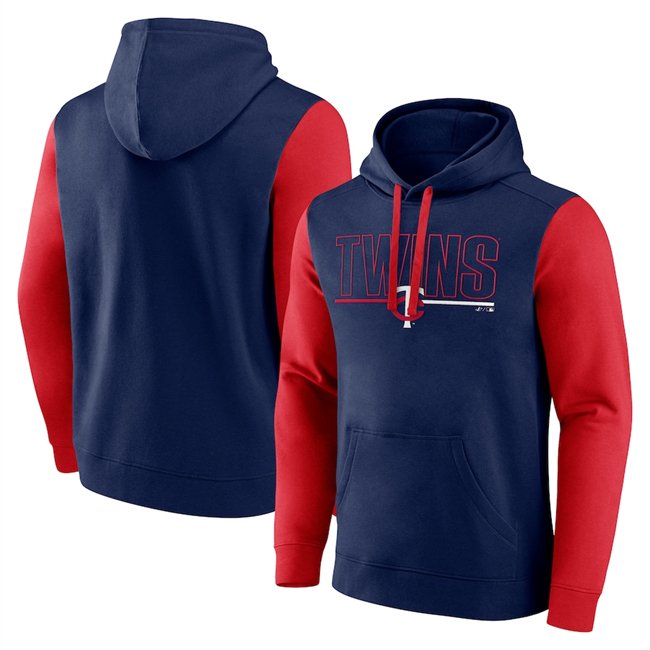 Men's Minnesota Twins Navy Outline Fleece Pullover Hoodie