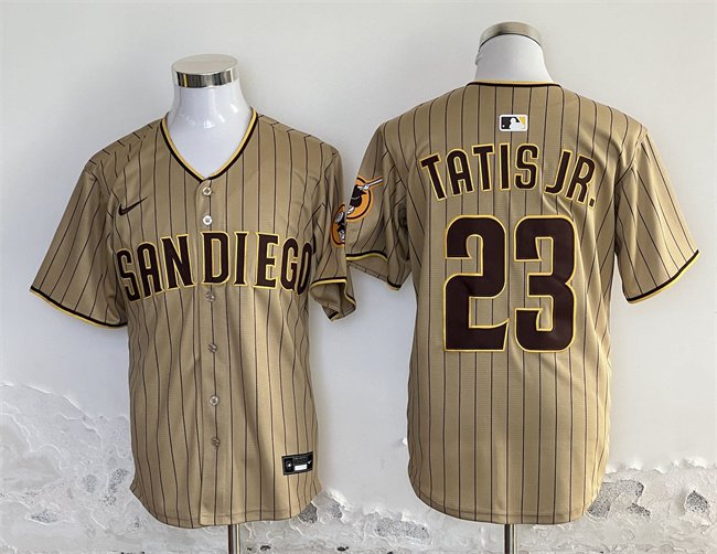 Men's San Diego Padres #23 Fernando Tatis Jr. Tan Stitched Baseball Jersey