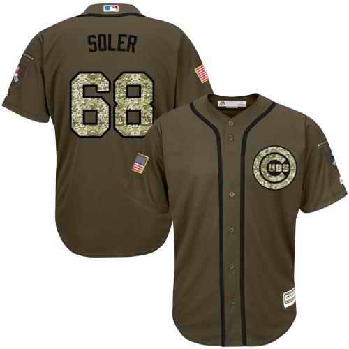 Cubs #68 Jorge Soler Green Salute to Service Stitched MLB Jersey