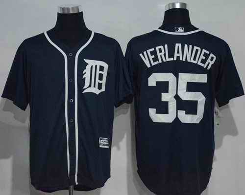 Tigers #35 Justin Verlander Navy Blue New Cool Base Stitched MLB Jersey