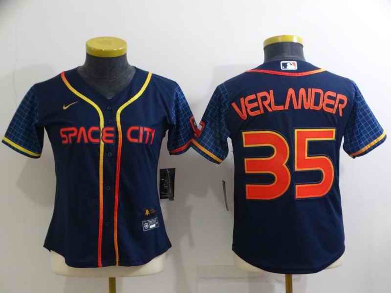 Women's Houston Astros #35 Justin Verlander 2022 Navy City Connect Stitched Jersey(Run Small)