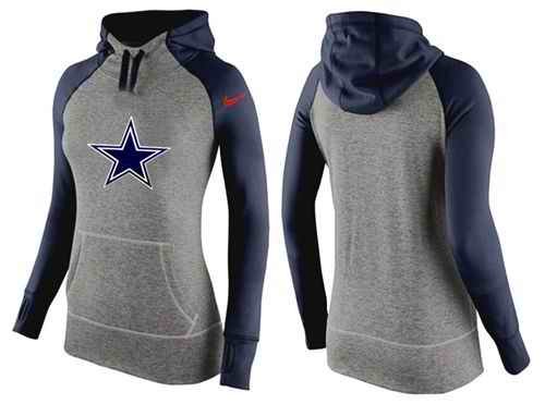 Women's Nike Dallas Cowboys Performance Hoodie Grey & Dark Blue_2