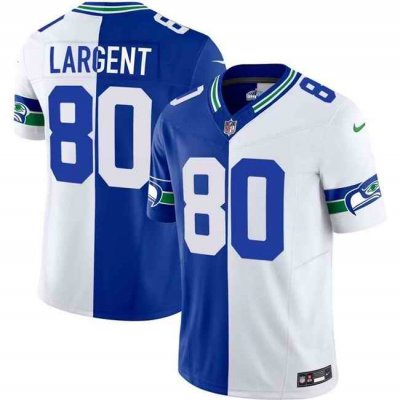 Men's Seattle Seahawks #80 Steve Largent Royal/White Split  F.U.S.E. Vapor Throwback Limited Stitched Football Jersey