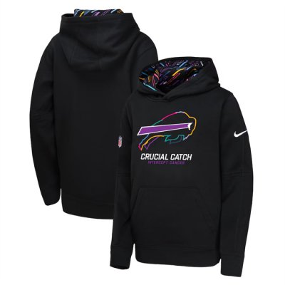 Youth Buffalo Bills Black 2024 Crucial Catch Club Pullover Hoodie