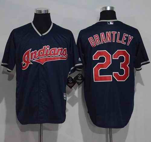 Indians #23 Michael Brantley Navy Blue New Cool Base Stitched MLB Jersey