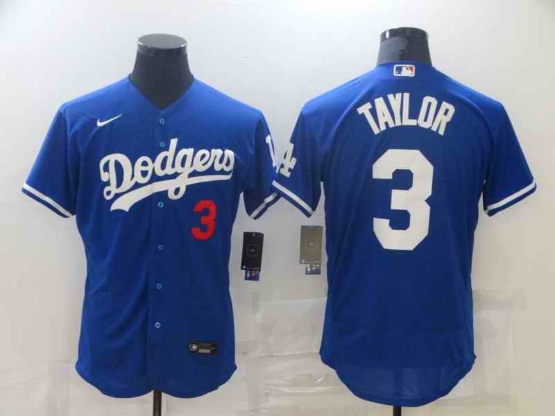 Men's Los Angeles Dodgers #3 Chris Taylor Blue Flex Base Stitched Jersey