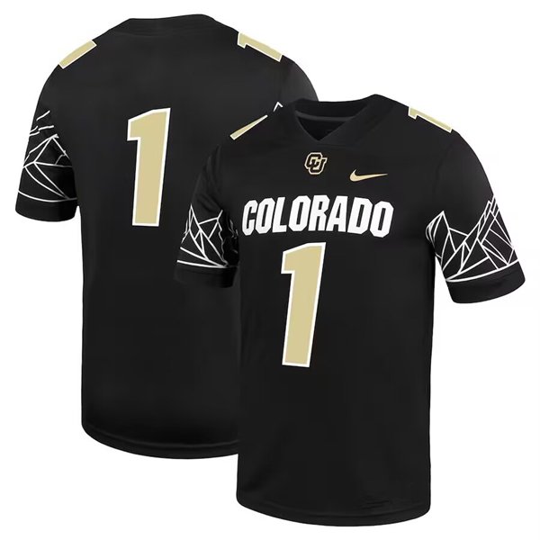 Men's Colorado Buffaloes #1 Black Stitched Football Jersey