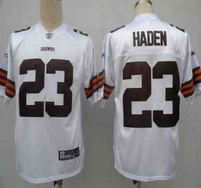 Browns #23 Joe Haden White Stitched Youth NFL Jersey