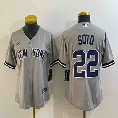 Women's New York Yankees #22 Juan Soto Grey Cool Base Stitched Jersey(Run Small)