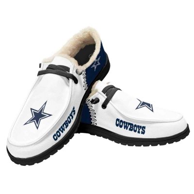 Men's Dallas Cowboys Loafers Lace Up Fuzzy Lined Shoes 001 (Pls check description for details)