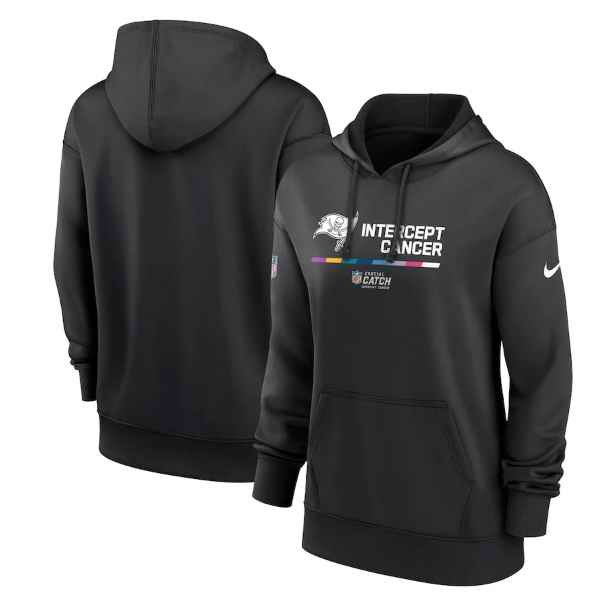 Women's Tampa Bay Buccaneers 2022 Black NFL Crucial Catch Therma Performance Pullover Hoodie(Run Small)