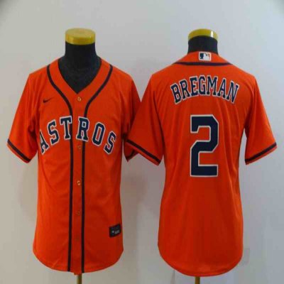 Youth Houston Astros #2 Alex Bregman Orange Cool Base Stitched MLB Jersey