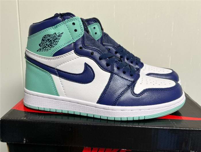 Women's Running Weapon Air Jordan 1 Navy/White/Aqua Shoes 0262