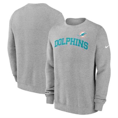 Men's Miami Dolphins Heather Grey Club Pullover Sweatshirt