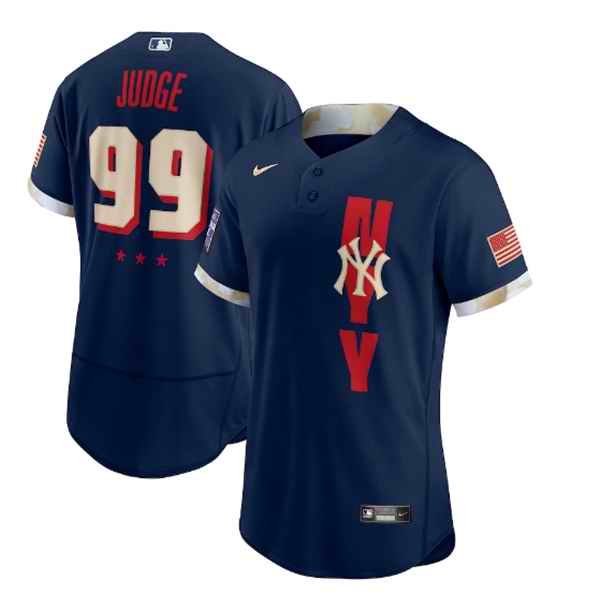 Men's New York Yankees #99 Aaron Judge 2021 Navy All-Star Flex Base Stitched MLB Jersey