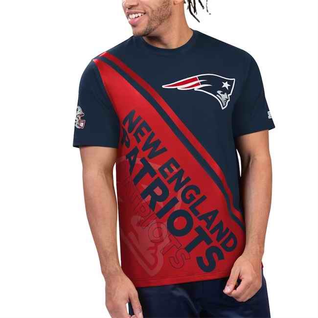 Men's New England Patriots Navy/Red Finish Line Extreme Graphic T-Shirt