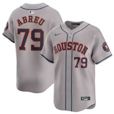 Men's Houston Astros #79 Jose Abreu Grey 2024 Away Limited Stitched Baseball Jersey