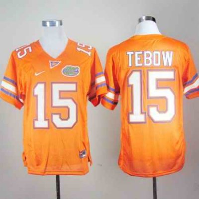 Gators #15 Tim Tebow Orange Stitched NCAA Jersey